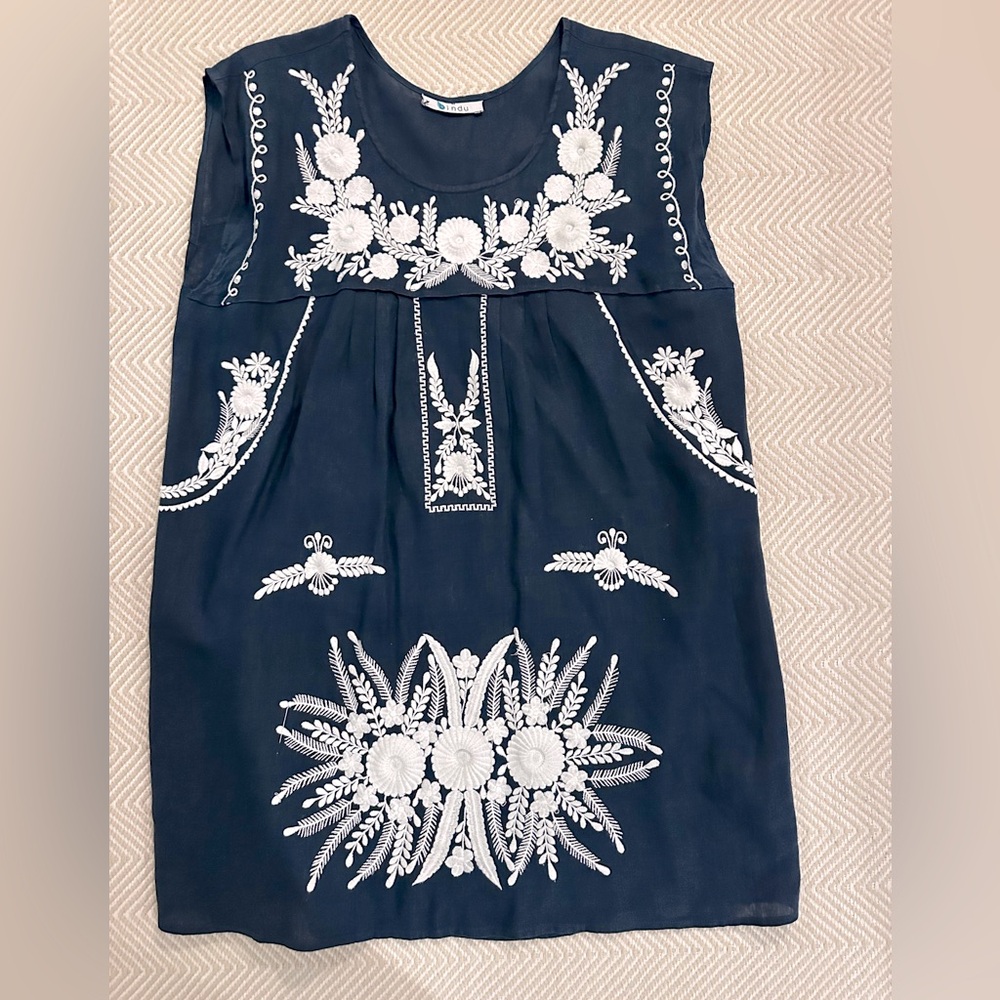 Bindu navy Bohemian beach dress.